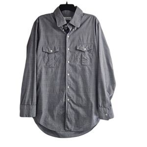 VTG Ascot Chang Cotton Button Down Shirt Mens Sz M Glen Plaid Gray